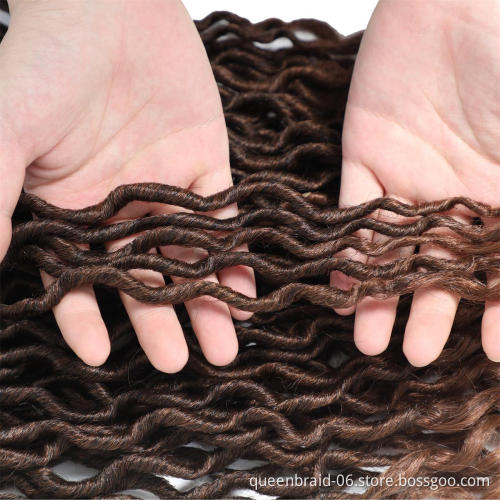 Wavy Goddess Locs Curly Crochet Braids Synthetic Crochet Braids Ombre Braiding Hair Faux Locks 16 inch